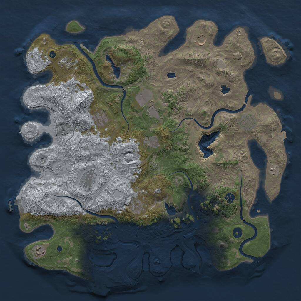 Rust Map: Procedural Map, Size: 4500, Seed: 1443787681, 17 Monuments
