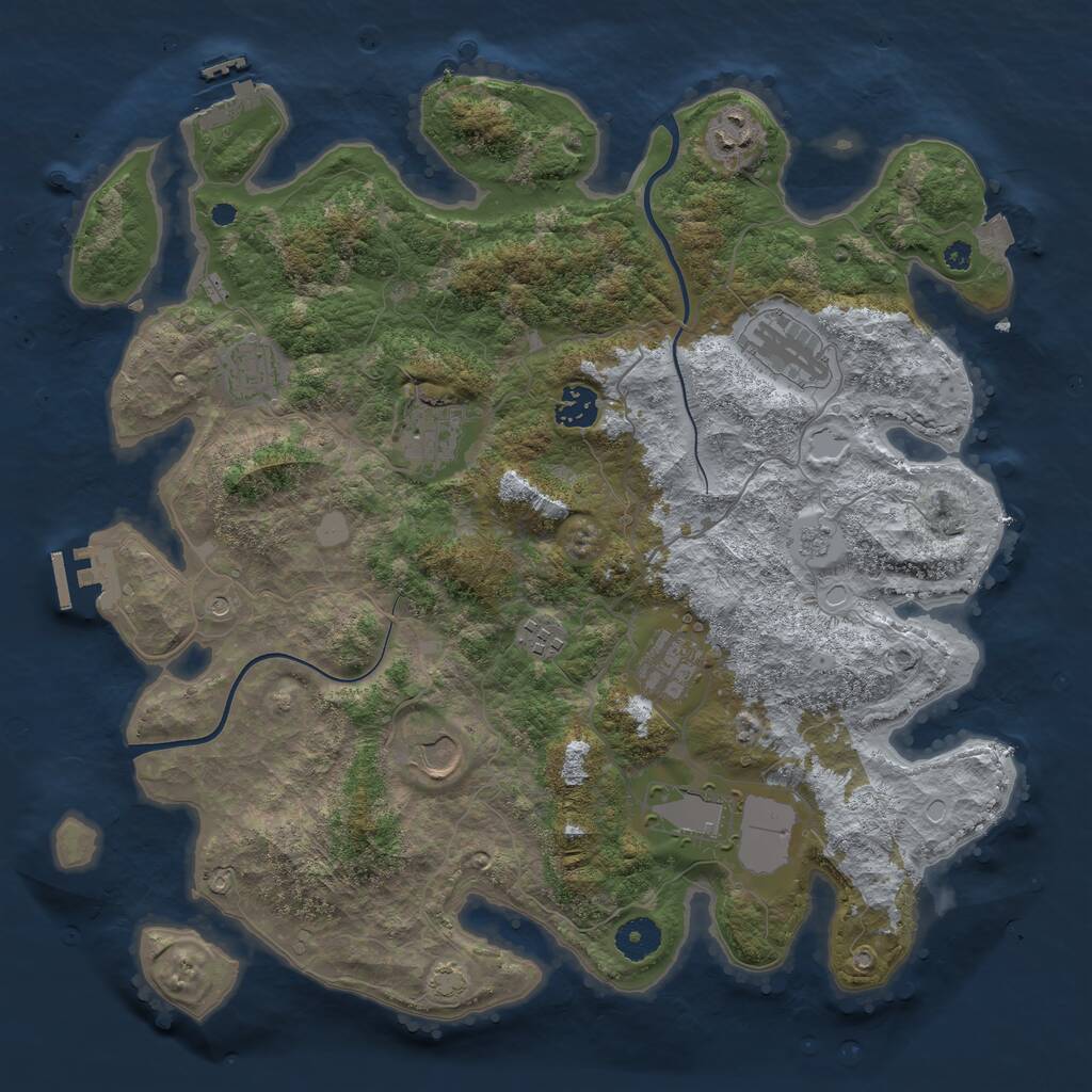 Rust Map: Procedural Map, Size: 3800, Seed: 91556, 15 Monuments