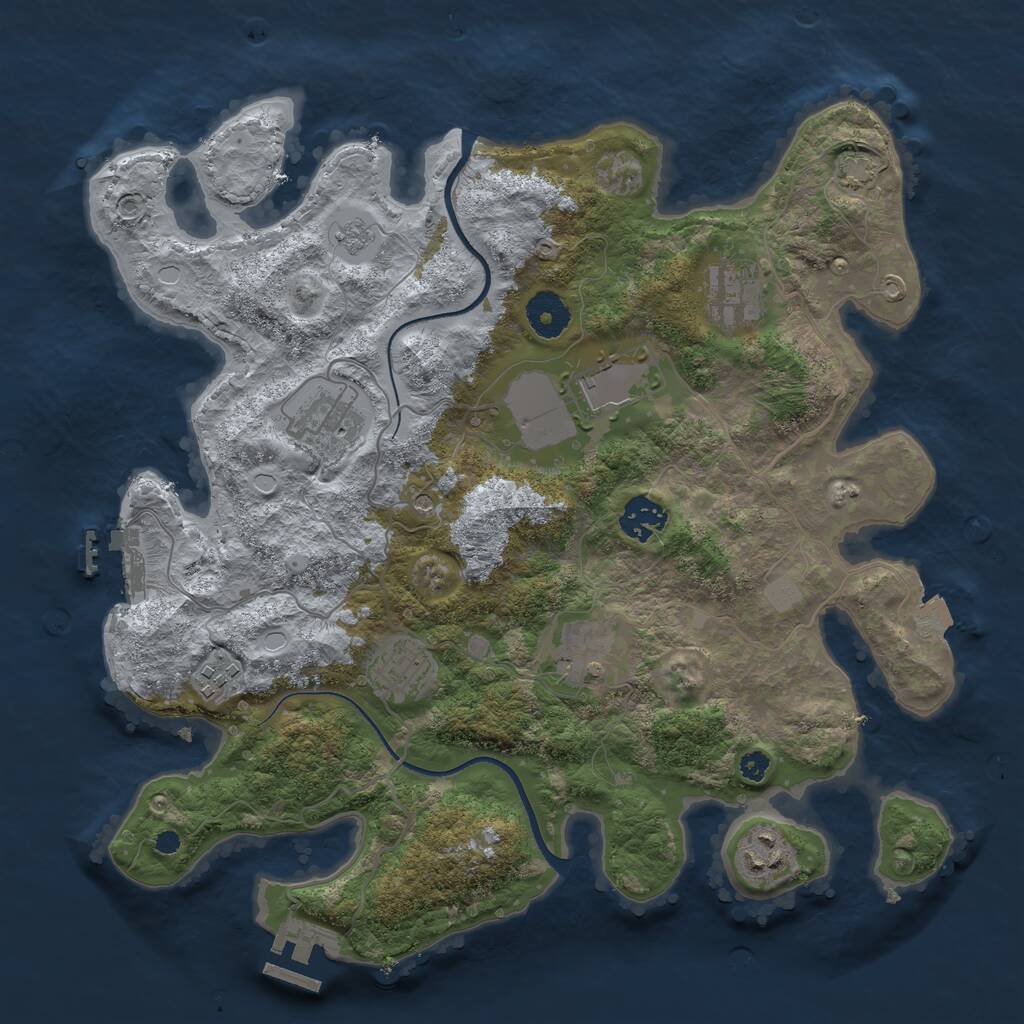 Rust Map: Procedural Map, Size: 3500, Seed: 1737475757, 14 Monuments