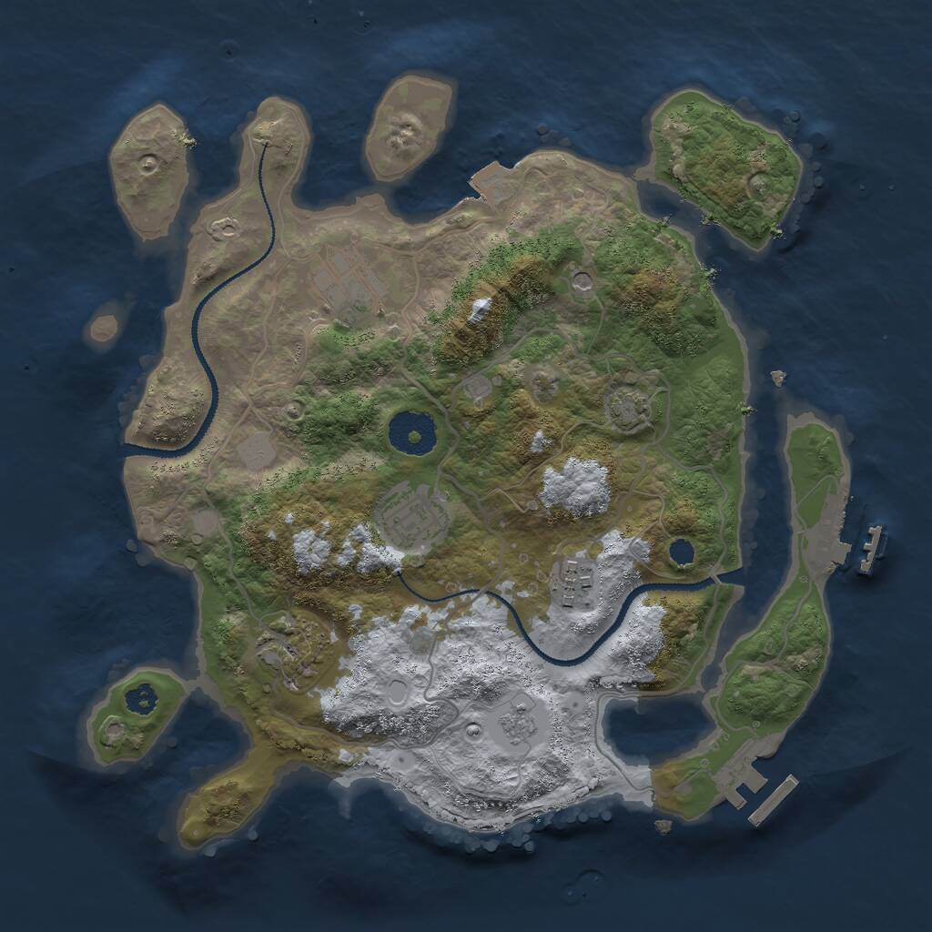 Rust Map: Procedural Map, Size: 3000, Seed: 342, 10 Monuments