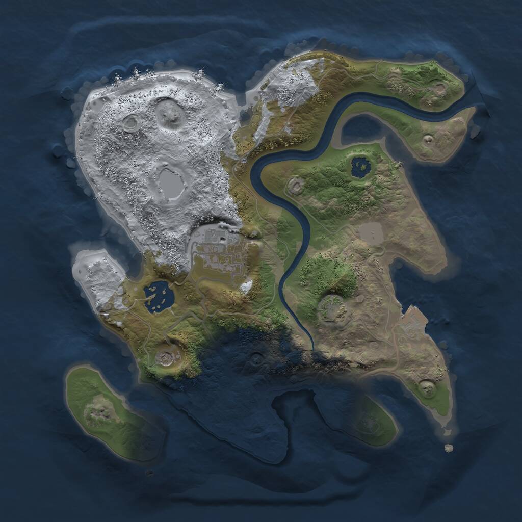 Rust Map: Procedural Map, Size: 2500, Seed: 1008969146, 5 Monuments