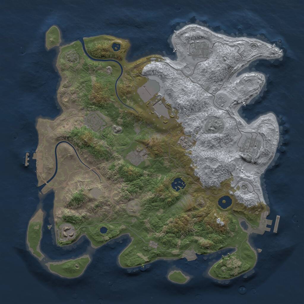 Rust Map: Procedural Map, Size: 3500, Seed: 1921176453, 14 Monuments