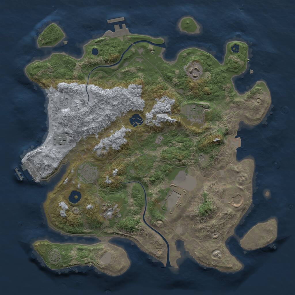Rust Map: Procedural Map, Size: 3500, Seed: 1355947636, 14 Monuments
