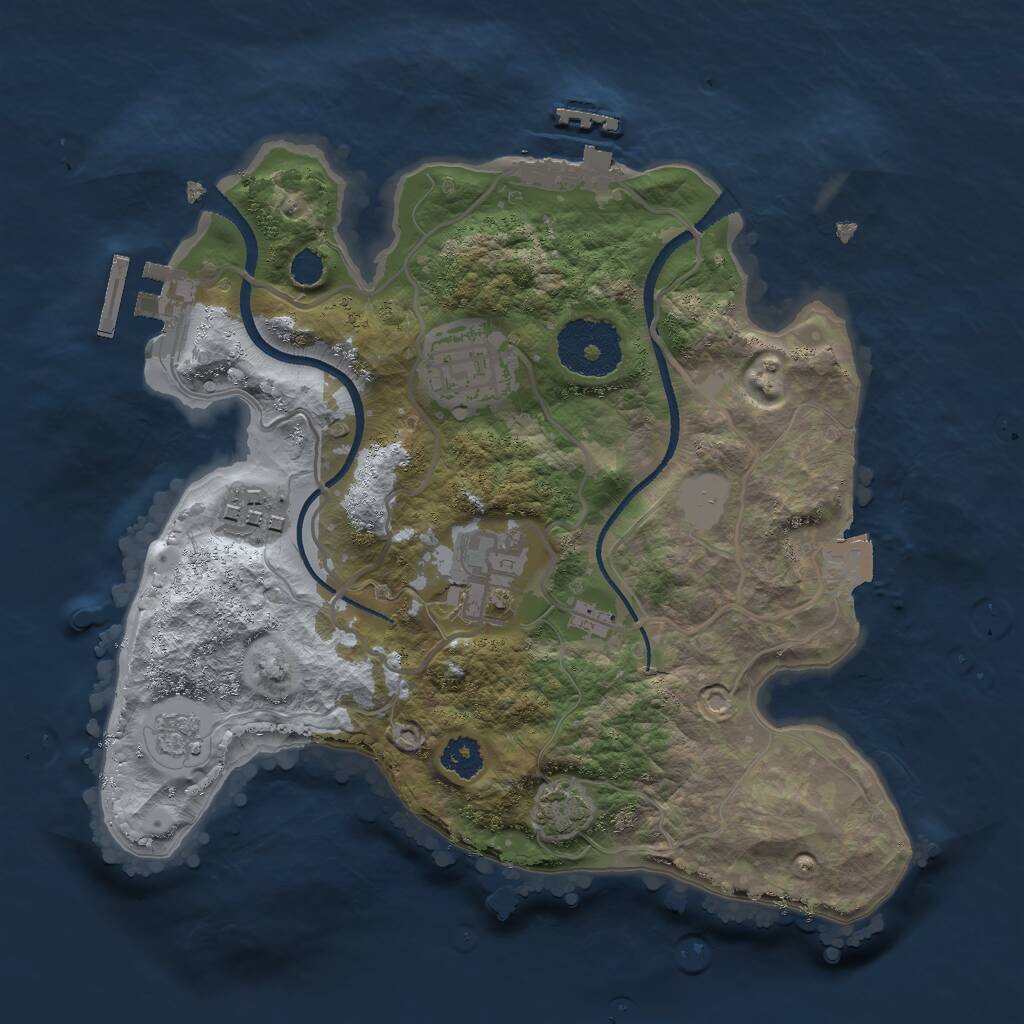 Rust Map: Procedural Map, Size: 2500, Seed: 1347891, 8 Monuments