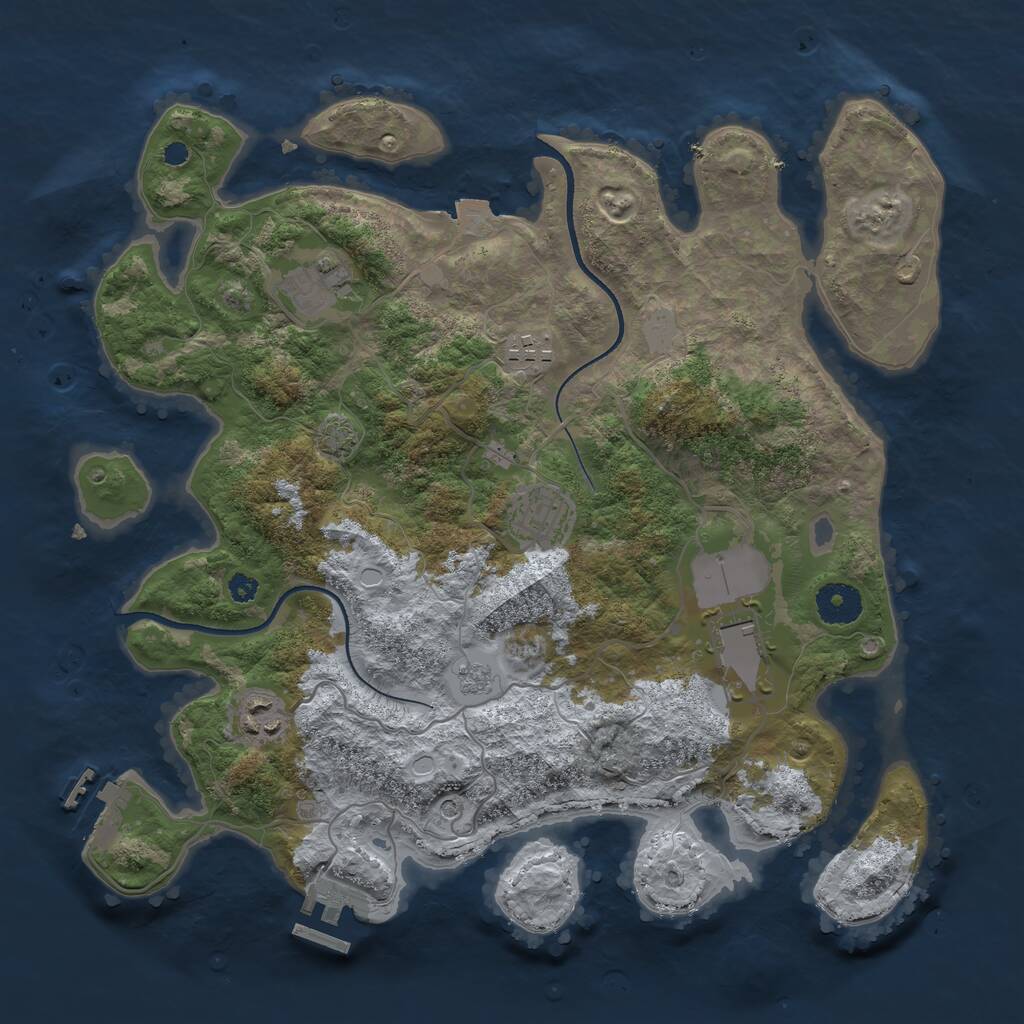 Rust Map: Procedural Map, Size: 3500, Seed: 1095309005, 11 Monuments