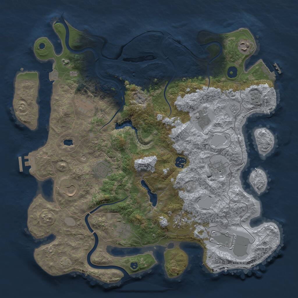Rust Map: Procedural Map, Size: 4000, Seed: 1183432808, 17 Monuments