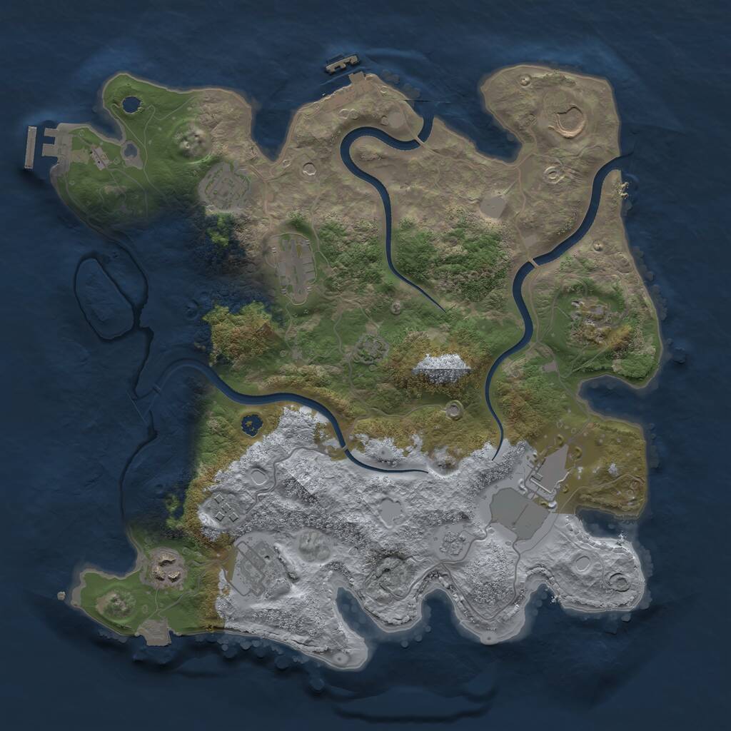 Rust Map: Procedural Map, Size: 3500, Seed: 771521743, 14 Monuments
