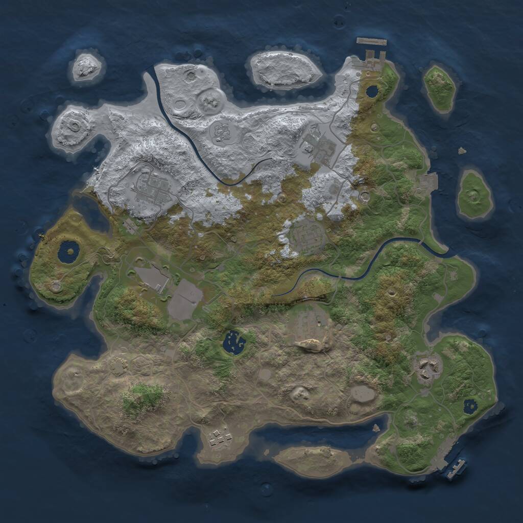 Rust Map: Procedural Map, Size: 3500, Seed: 534149751, 14 Monuments