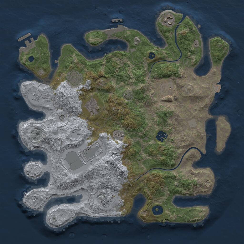 Rust Map: Procedural Map, Size: 3500, Seed: 345277346, 14 Monuments