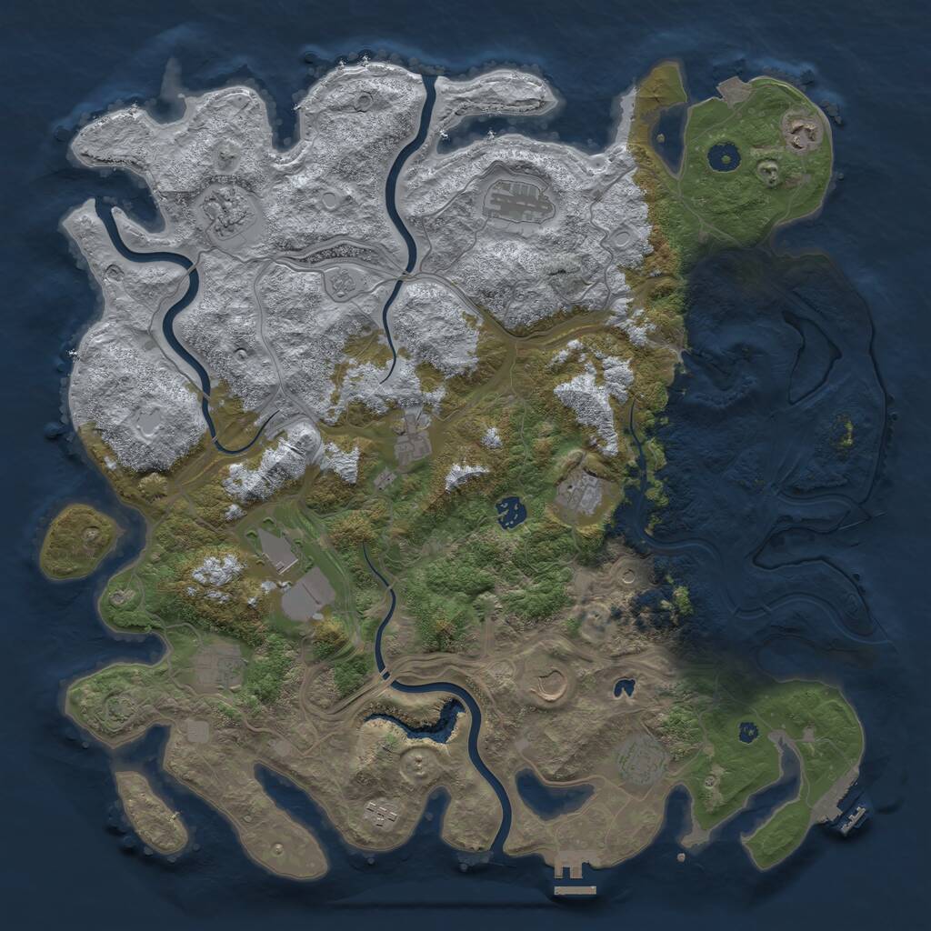 Rust Map: Procedural Map, Size: 4500, Seed: 1841542854, 17 Monuments