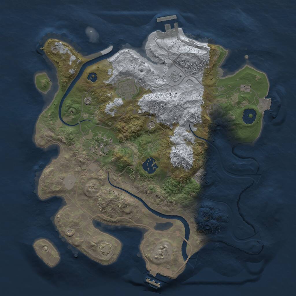 Rust Map: Procedural Map, Size: 3000, Seed: 513626234, 10 Monuments