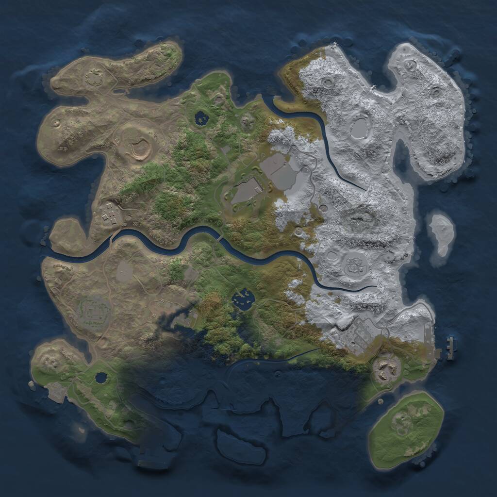 Rust Map: Procedural Map, Size: 3500, Seed: 414331698, 14 Monuments