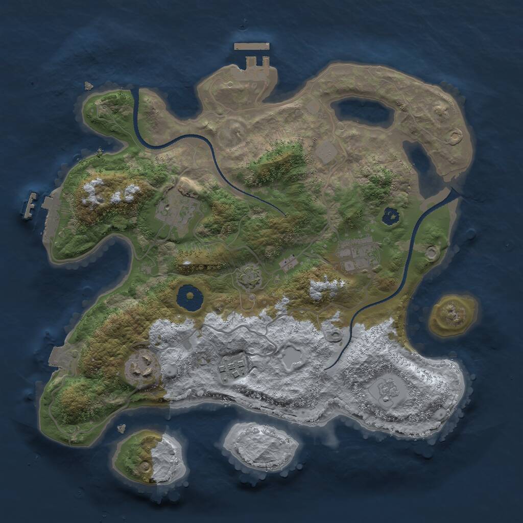 Rust Map: Procedural Map, Size: 3000, Seed: 262456, 9 Monuments