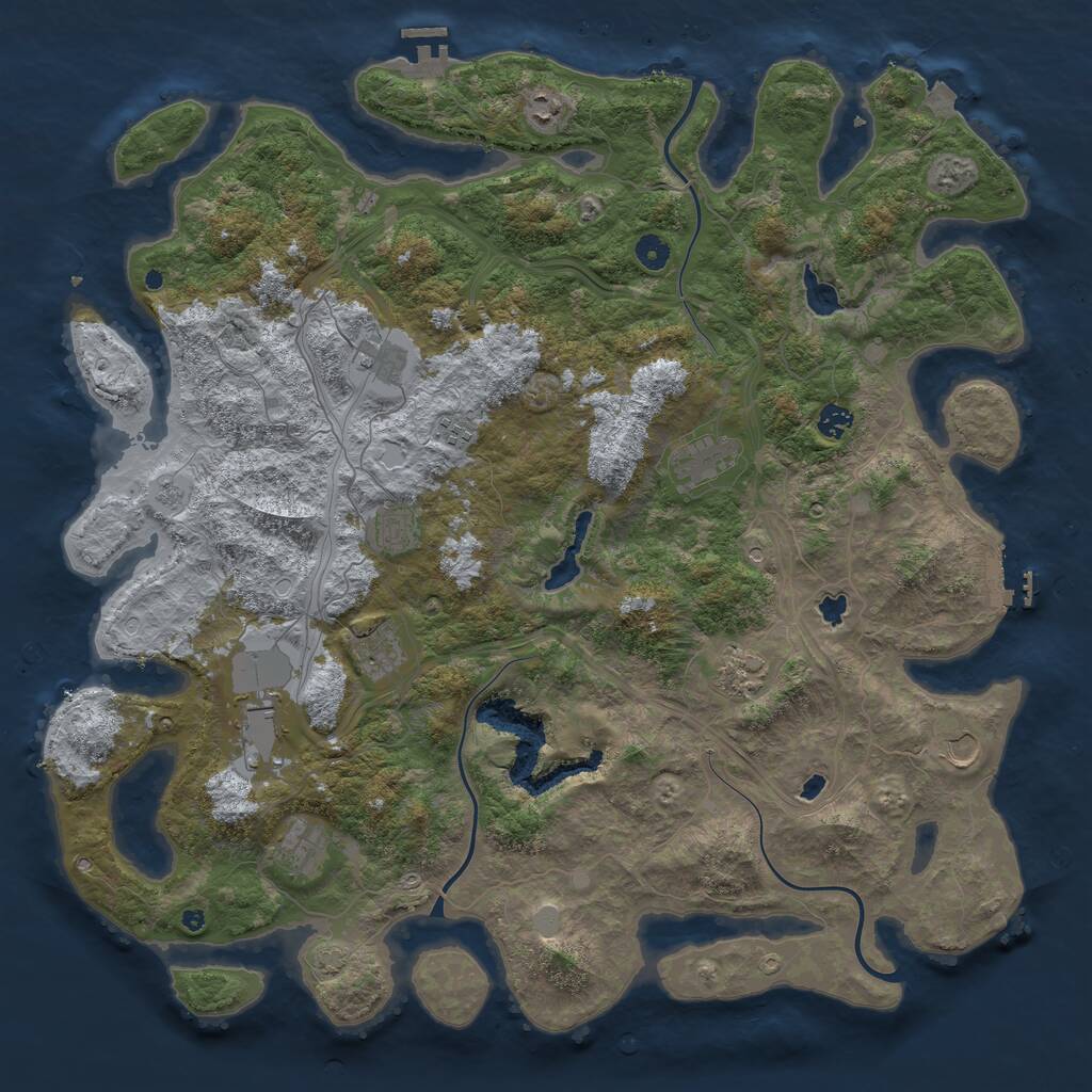 Rust Map: Procedural Map, Size: 4800, Seed: 1909157236, 17 Monuments