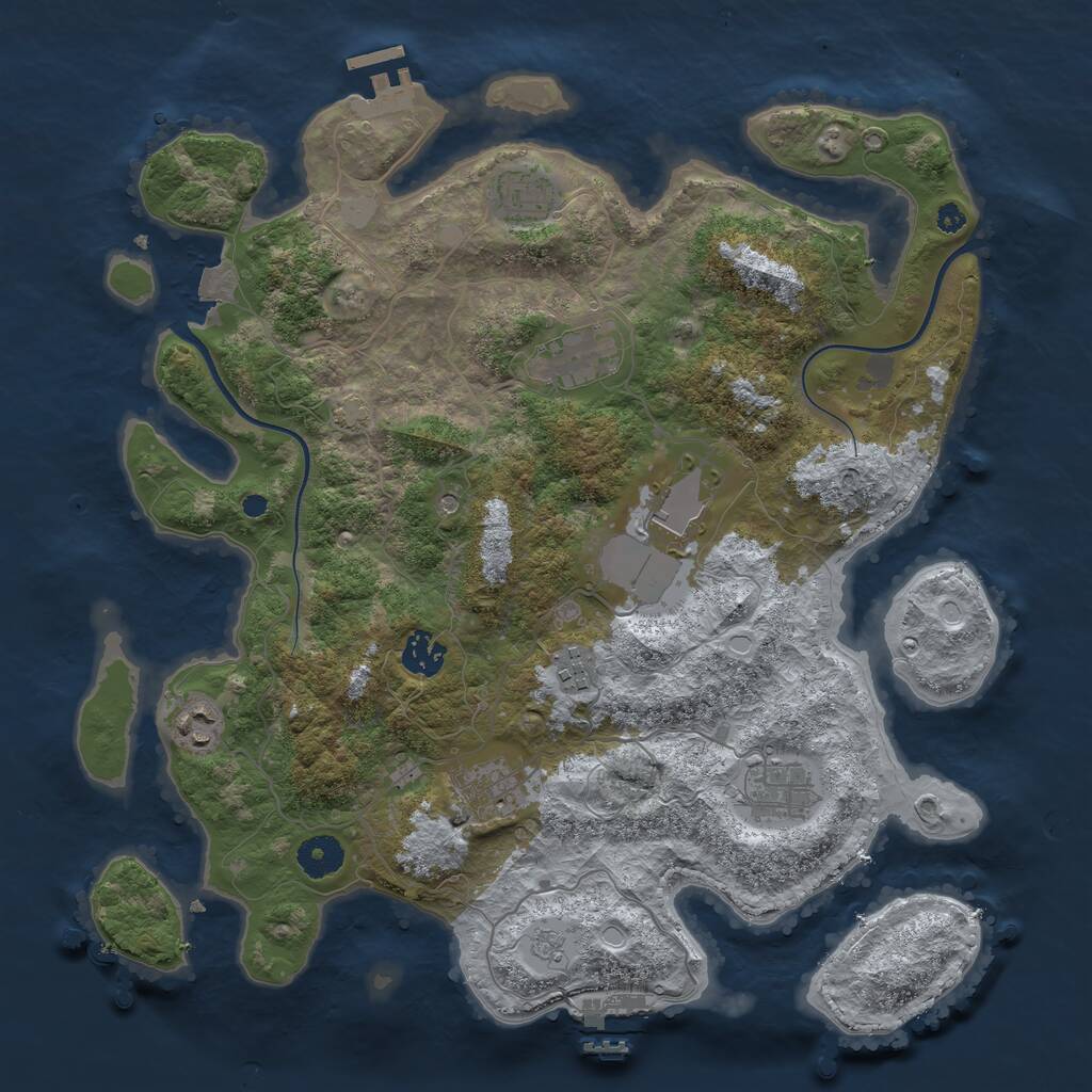 Rust Map: Procedural Map, Size: 3750, Seed: 1147474183, 14 Monuments