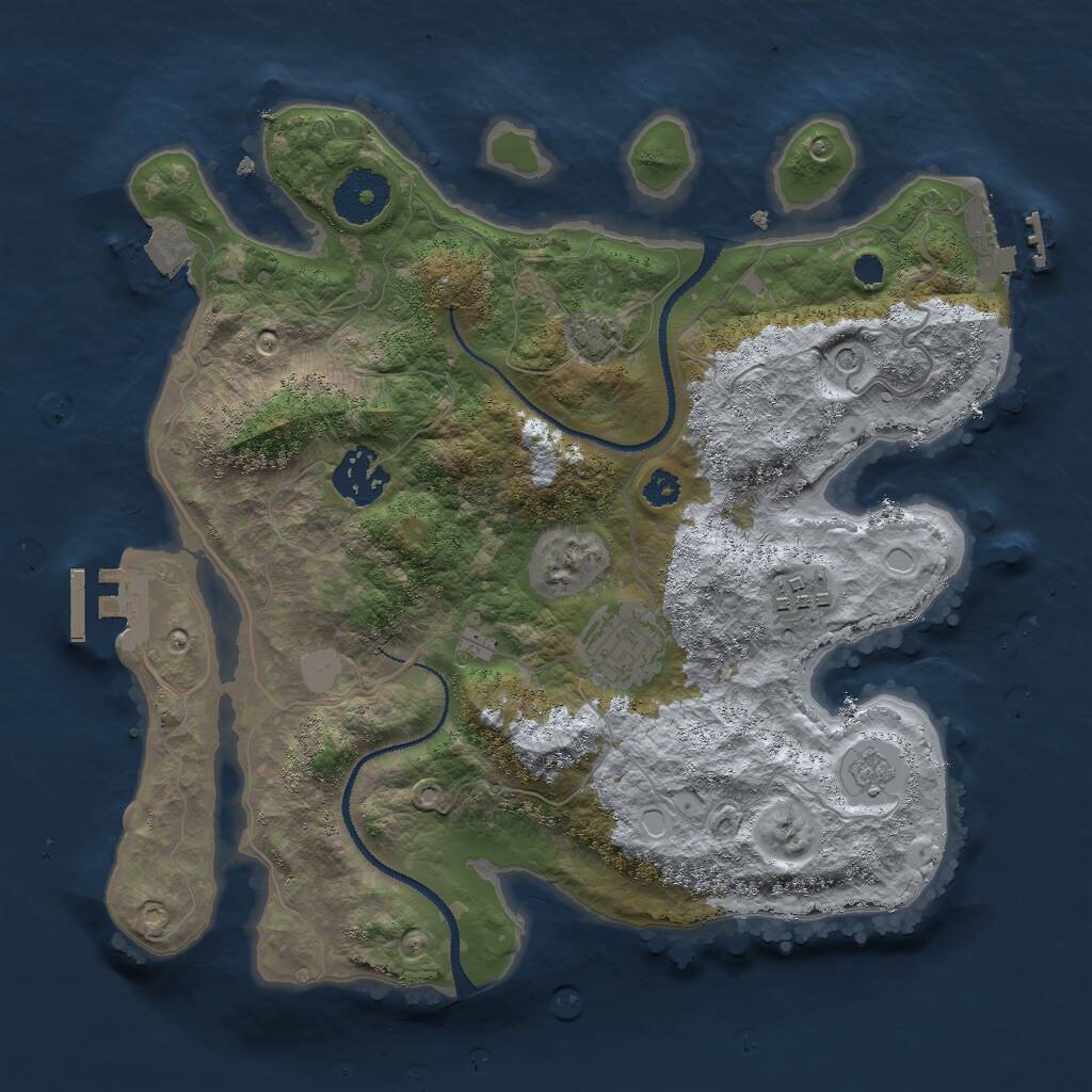 Rust Map: Procedural Map, Size: 3000, Seed: 28955, 9 Monuments