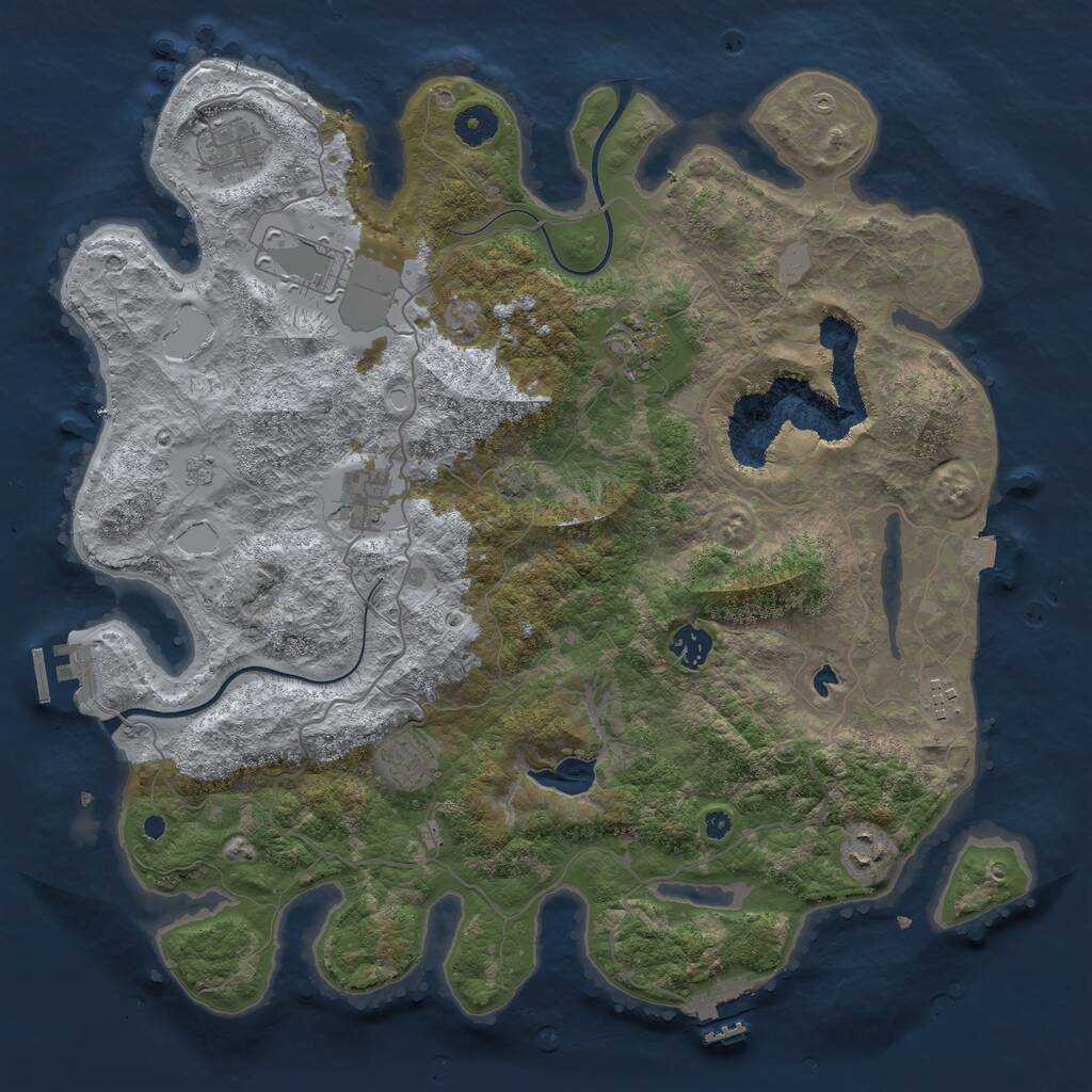 Rust Map: Procedural Map, Size: 4000, Seed: 37584296, 13 Monuments