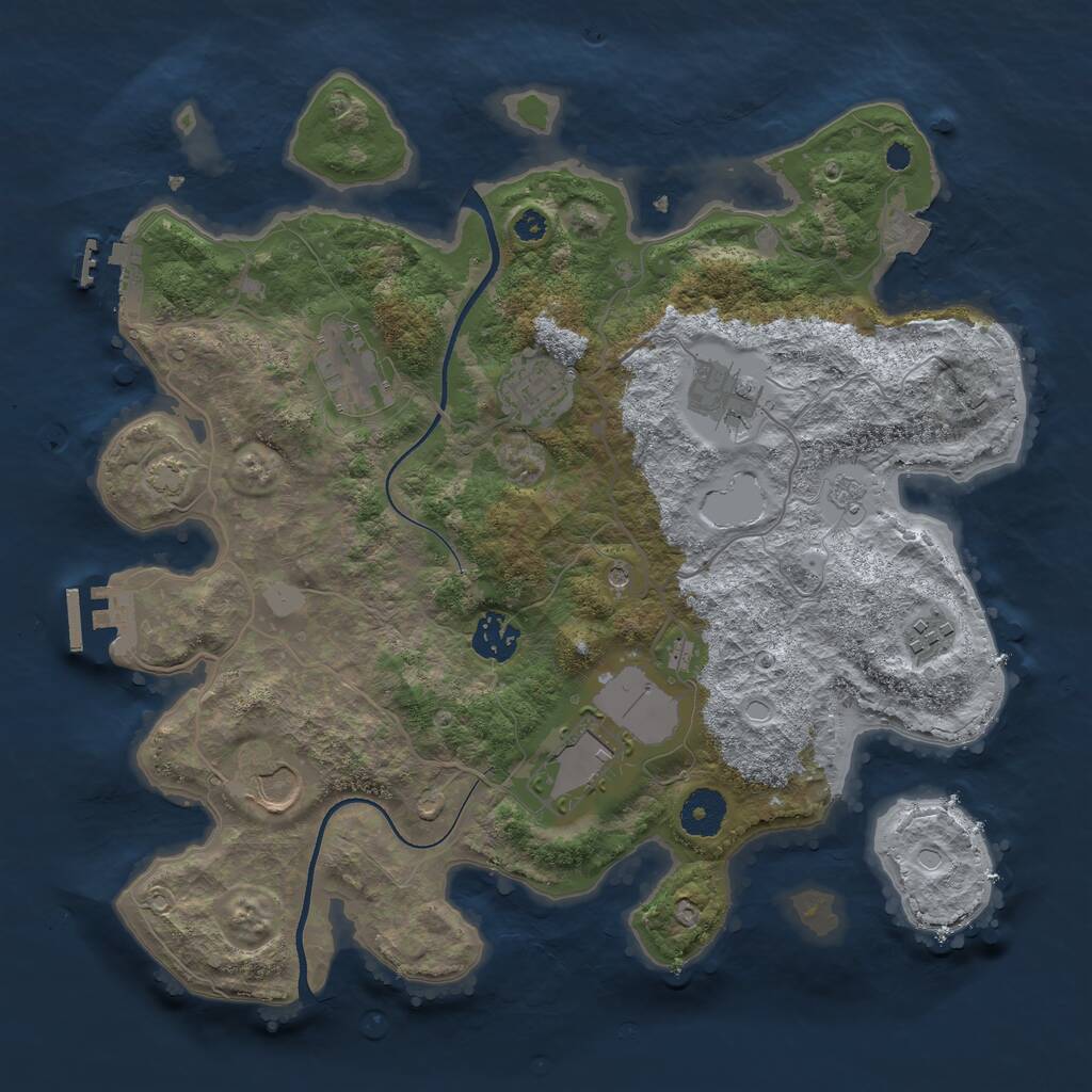 Rust Map: Procedural Map, Size: 3500, Seed: 714684955, 13 Monuments