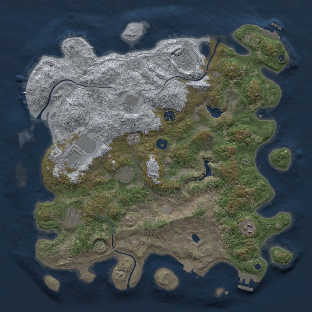 Rust Map: Procedural Map, Size: 4200, Seed: 1912396523, 14 Monuments