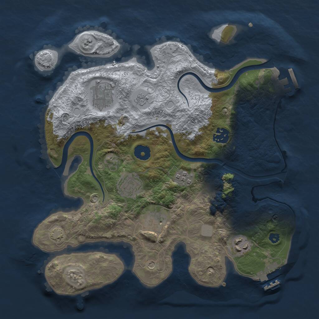 Rust Map: Procedural Map, Size: 3000, Seed: 21074, 12 Monuments