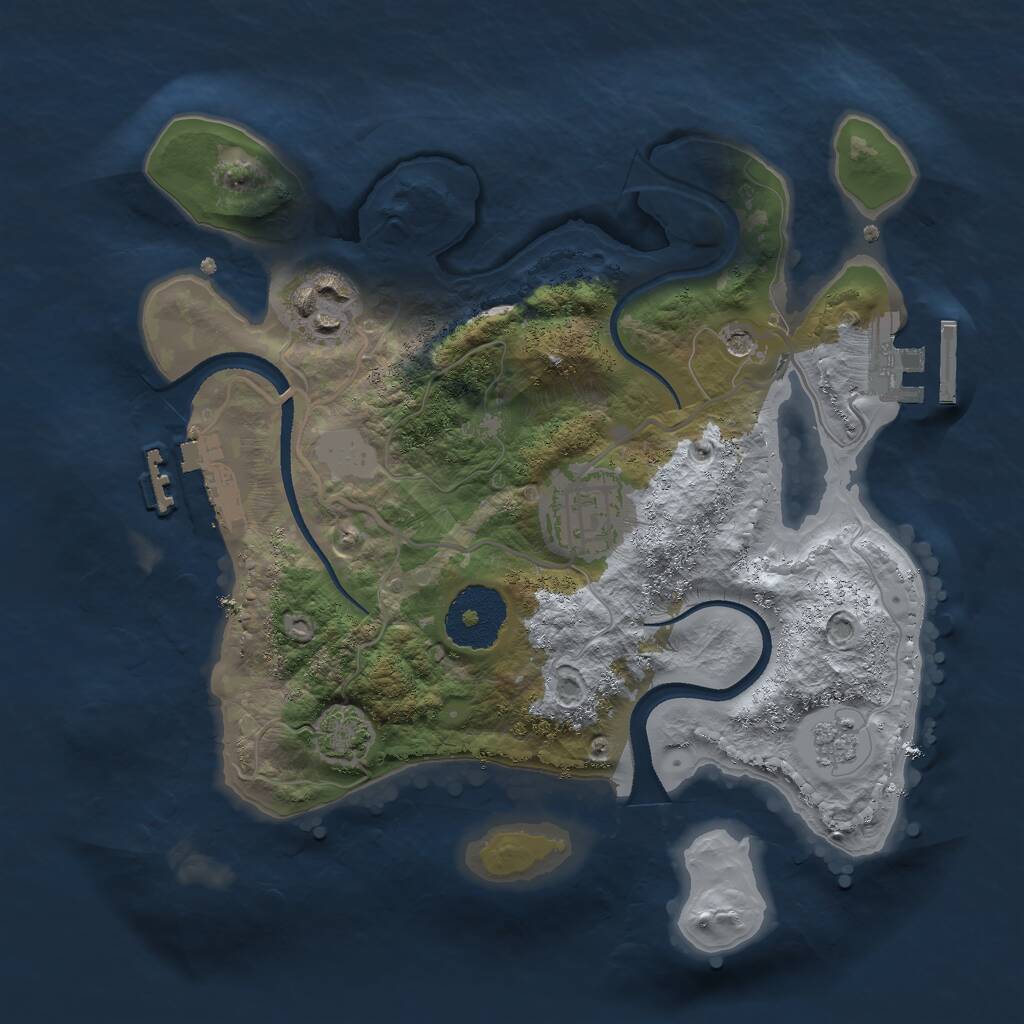 Rust Map: Procedural Map, Size: 2500, Seed: 497065448, 8 Monuments