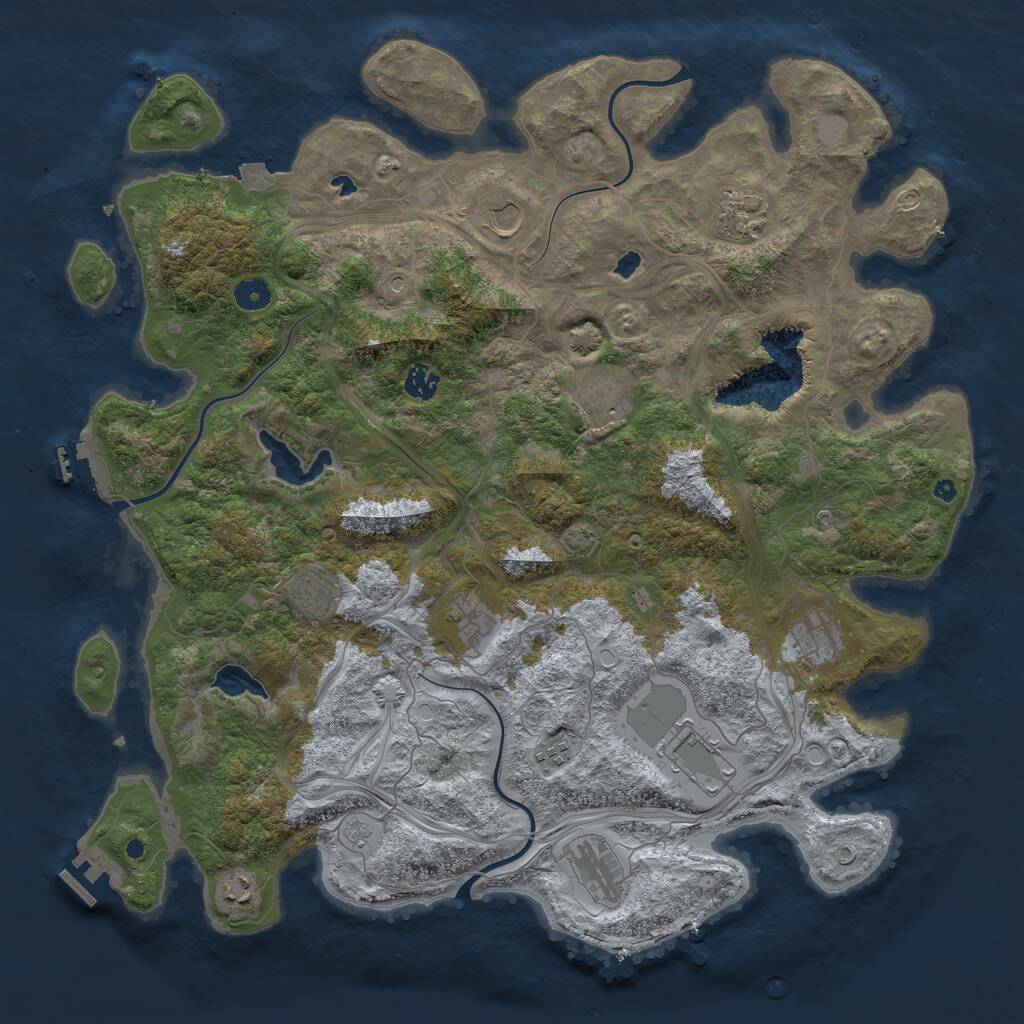 Rust Map: Procedural Map, Size: 4500, Seed: 244986820, 17 Monuments