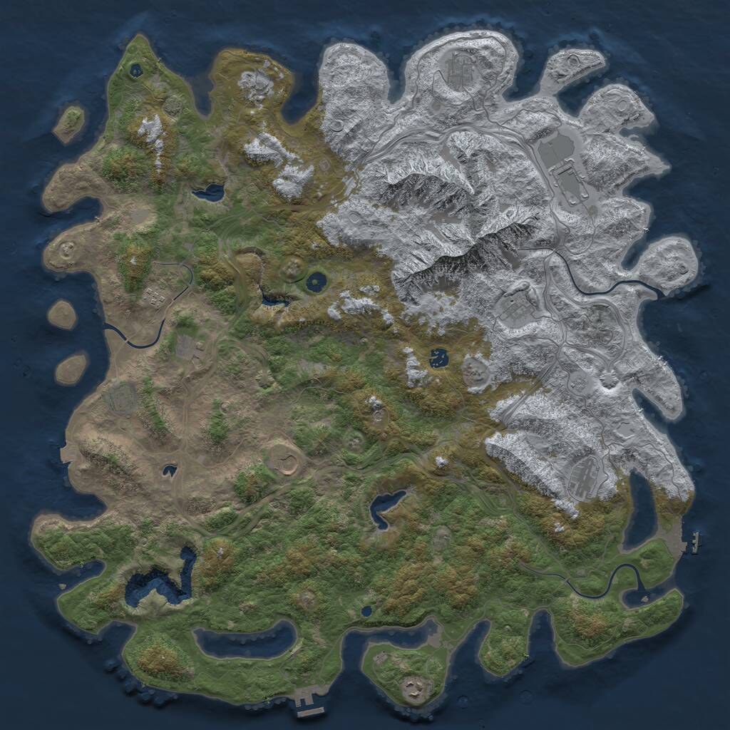 Rust Map: Procedural Map, Size: 5500, Seed: 51596, 17 Monuments