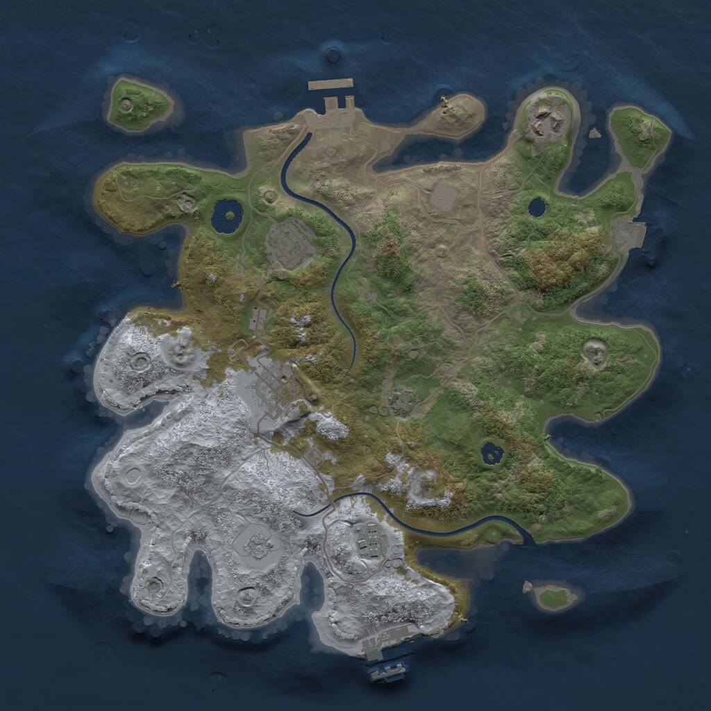 Rust Map: Procedural Map, Size: 3200, Seed: 33223, 9 Monuments