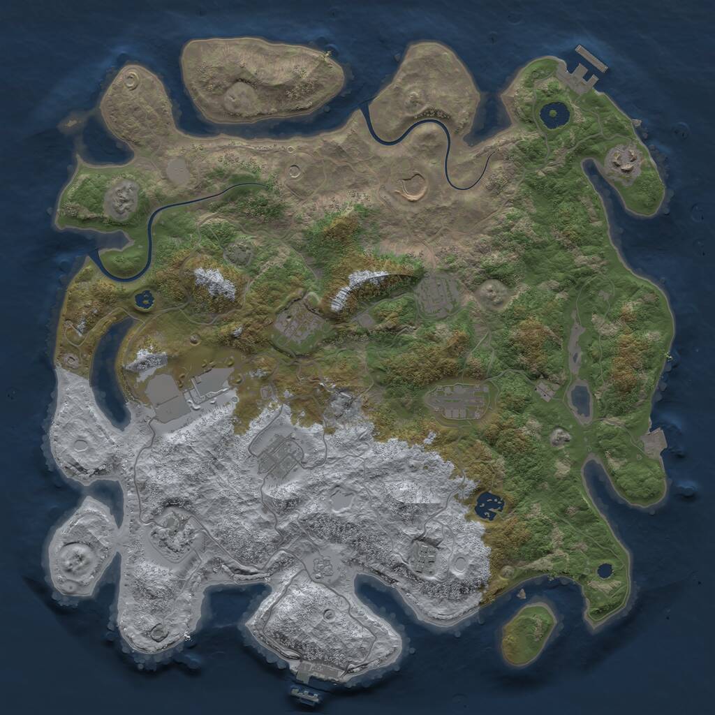 Rust Map: Procedural Map, Size: 3900, Seed: 70000, 16 Monuments