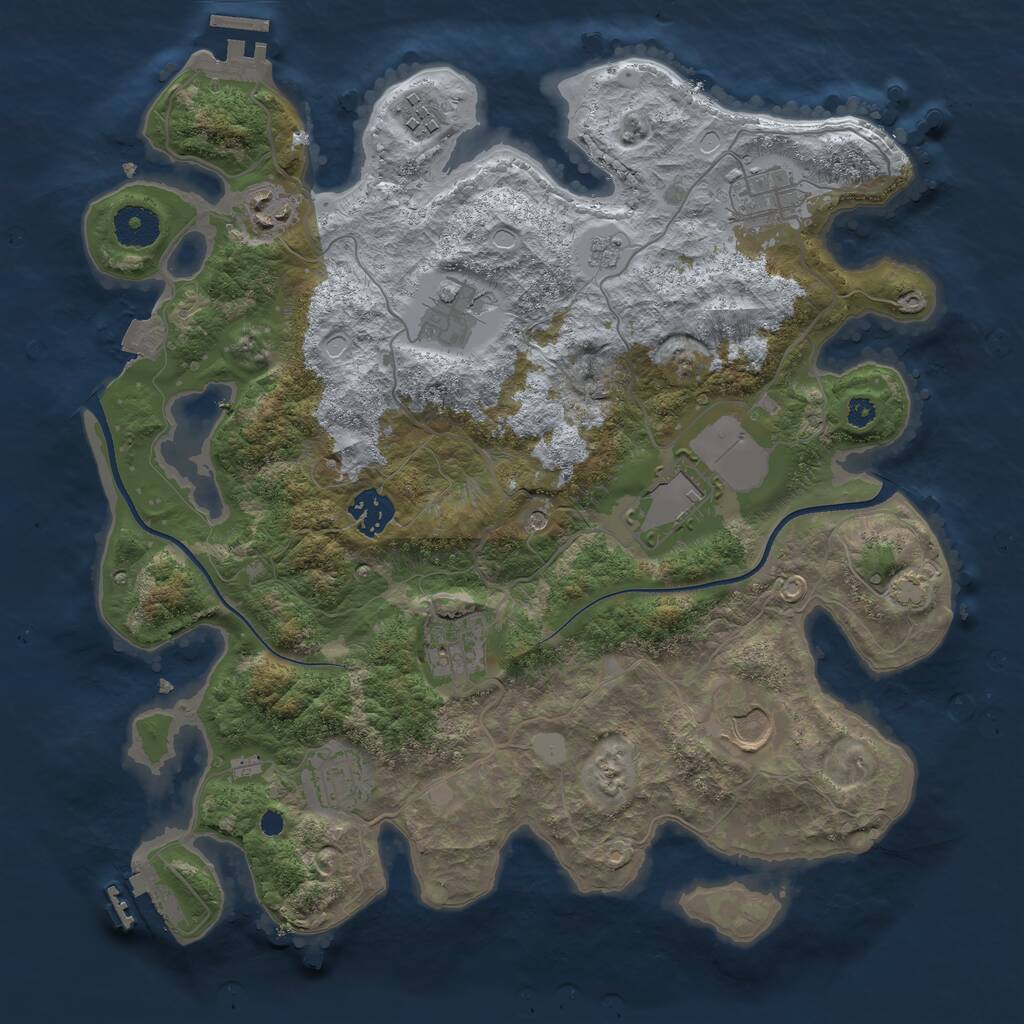 Rust Map: Procedural Map, Size: 3500, Seed: 1037321716, 15 Monuments