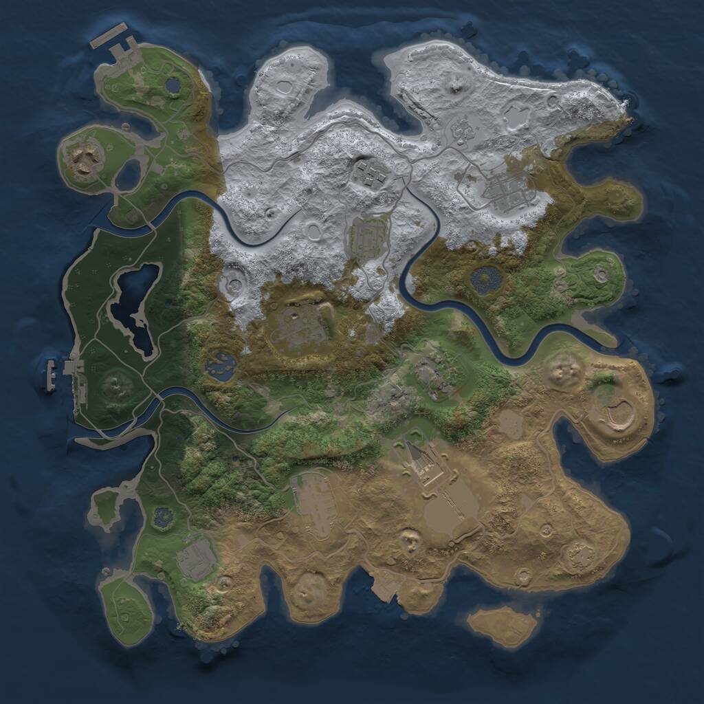 Rust Map: Procedural Map, Size: 3500, Seed: 1037321716, 18 Monuments
