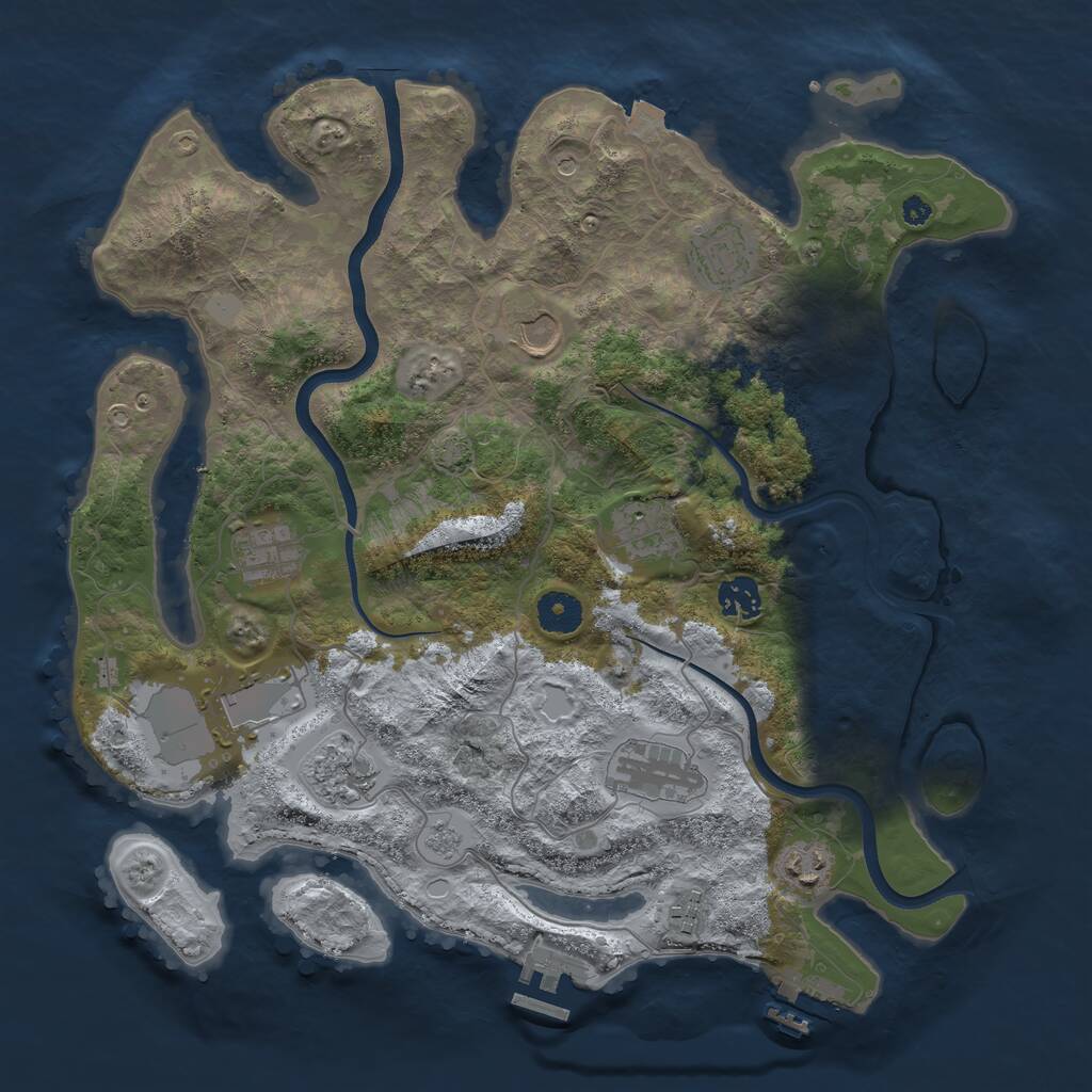 Rust Map: Procedural Map, Size: 3750, Seed: 308387312, 16 Monuments