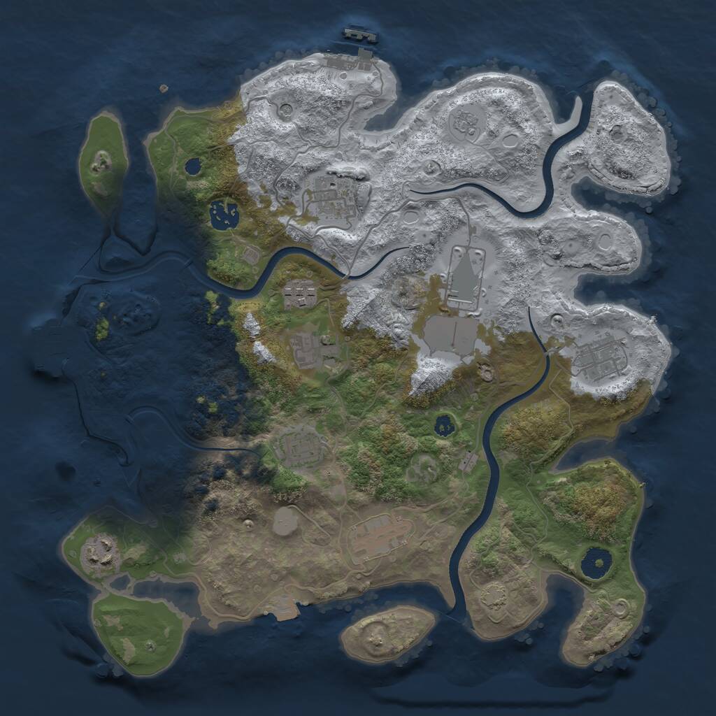 Rust Map: Procedural Map, Size: 3500, Seed: 2099839998, 15 Monuments