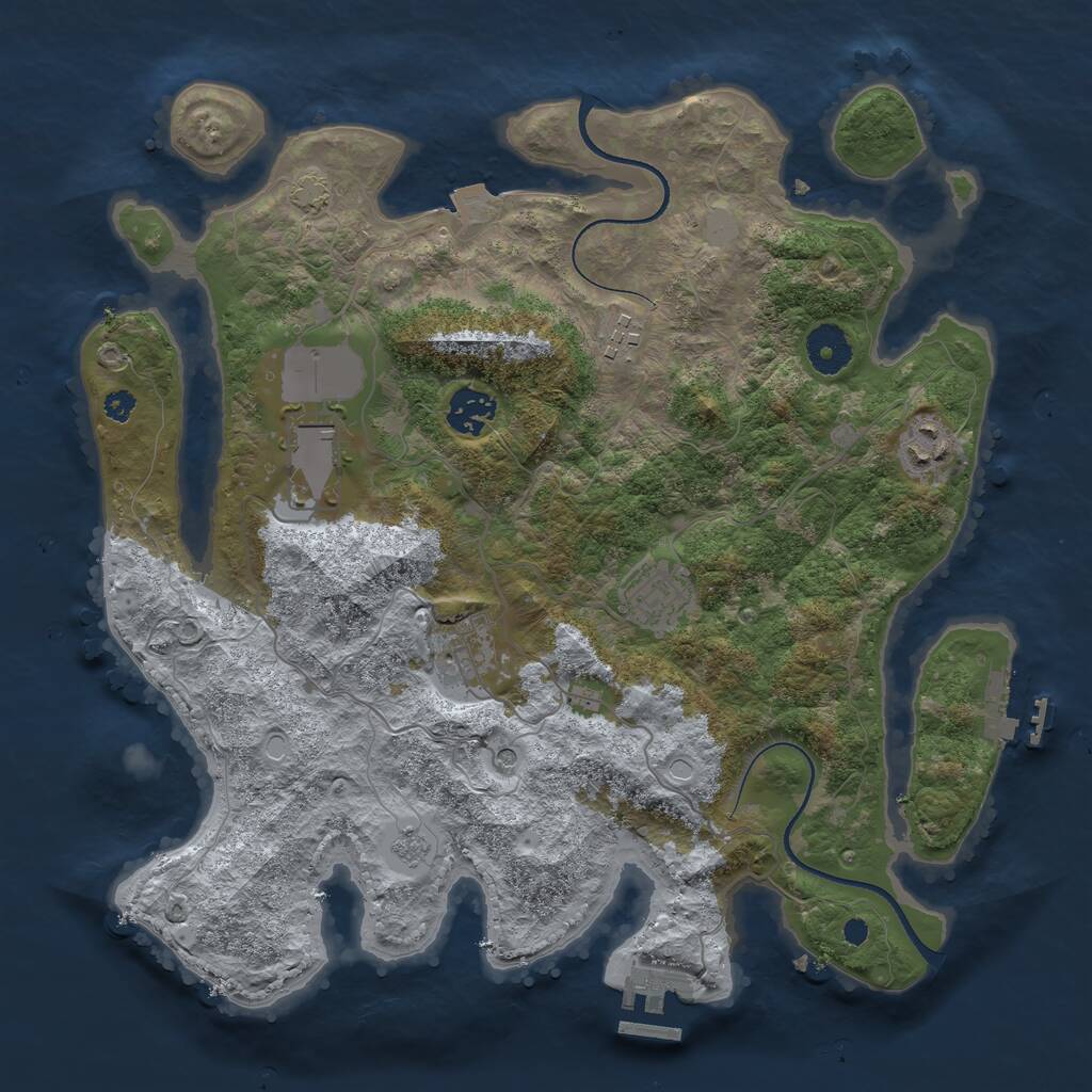 Rust Map: Procedural Map, Size: 3500, Seed: 1420360918, 12 Monuments