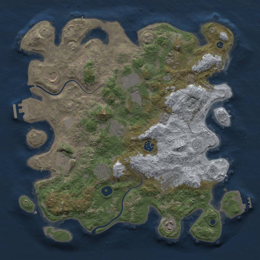Rust Map: Procedural Map, Size: 3800, Seed: 1037545392, 16 Monuments