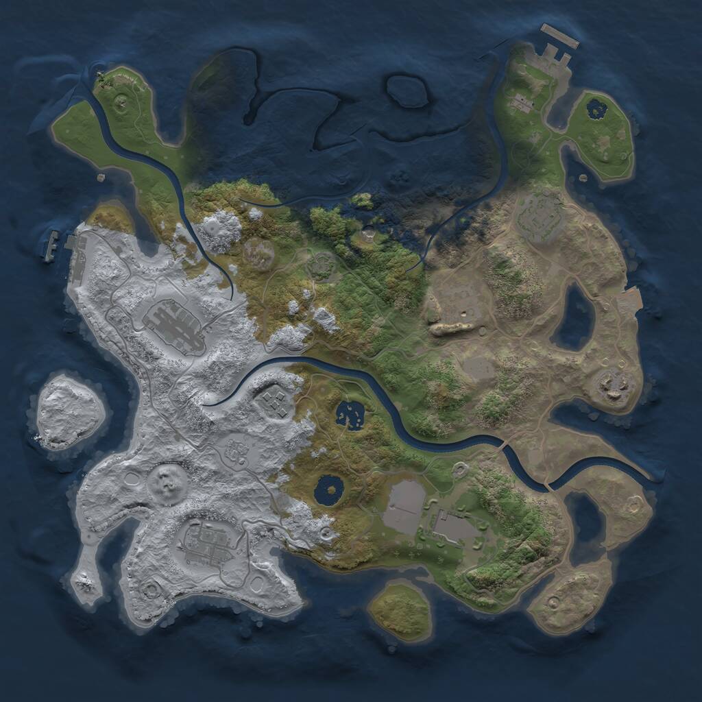 Rust Map: Procedural Map, Size: 3500, Seed: 95191, 14 Monuments