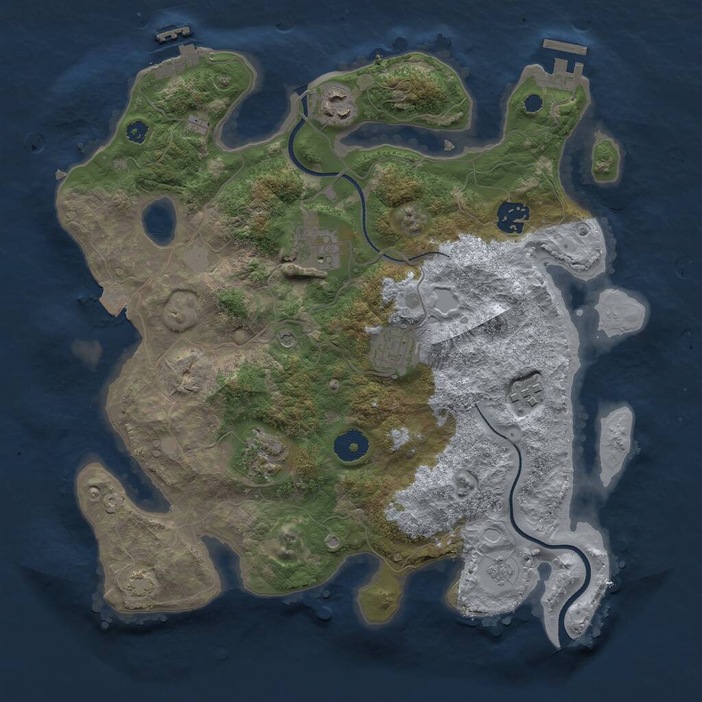 Rust Map: Procedural Map, Size: 3250, Seed: 572558, 12 Monuments