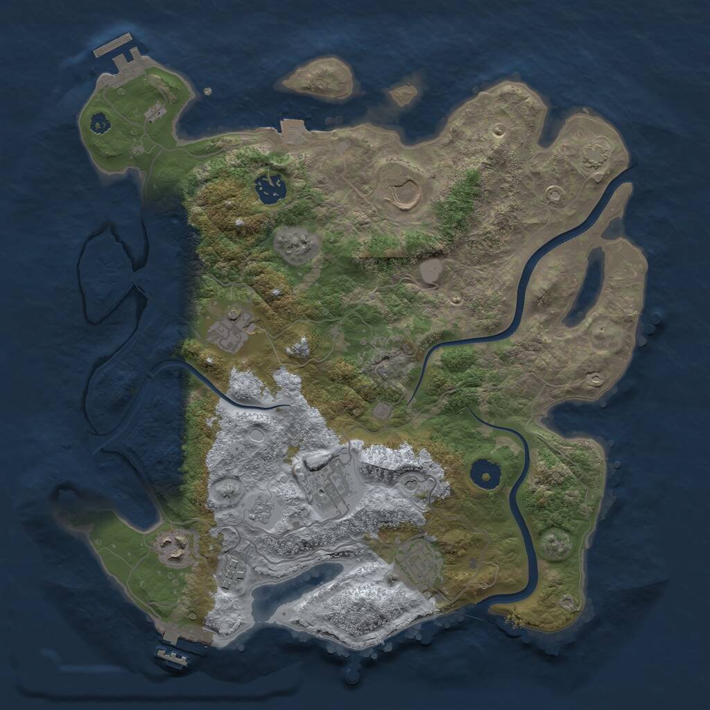 Rust Map: Procedural Map, Size: 3500, Seed: 91156, 13 Monuments