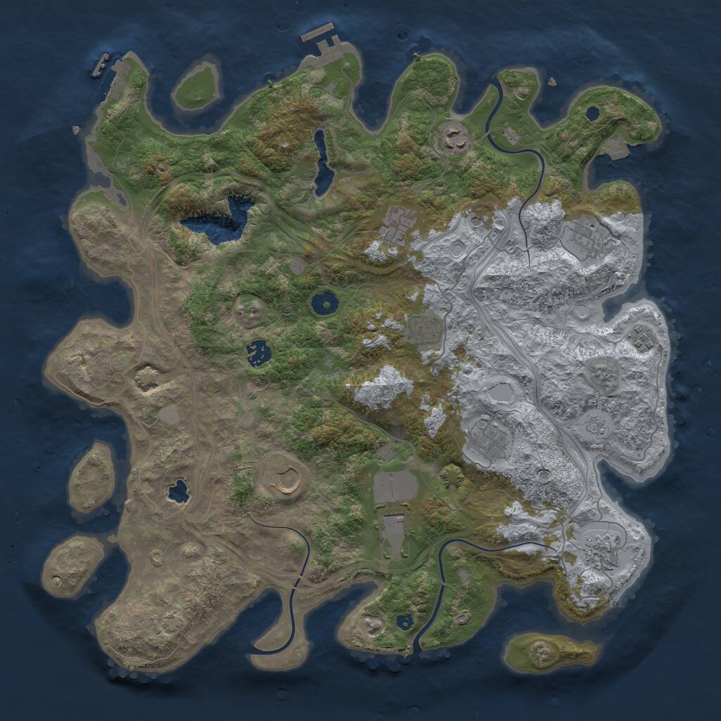 Rust Map: Procedural Map, Size: 4250, Seed: 2473309, 16 Monuments