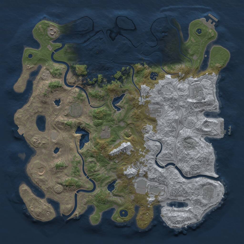 Rust Map: Procedural Map, Size: 4500, Seed: 572558, 17 Monuments