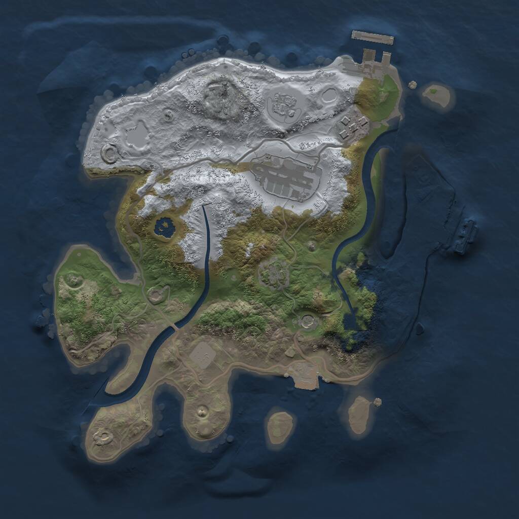 Rust Map: Procedural Map, Size: 2500, Seed: 342564256, 8 Monuments