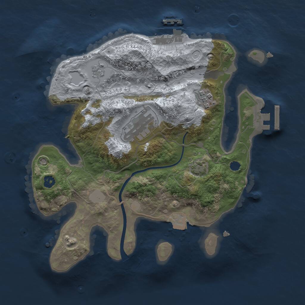 Rust Map: Procedural Map, Size: 2500, Seed: 342564256, 7 Monuments
