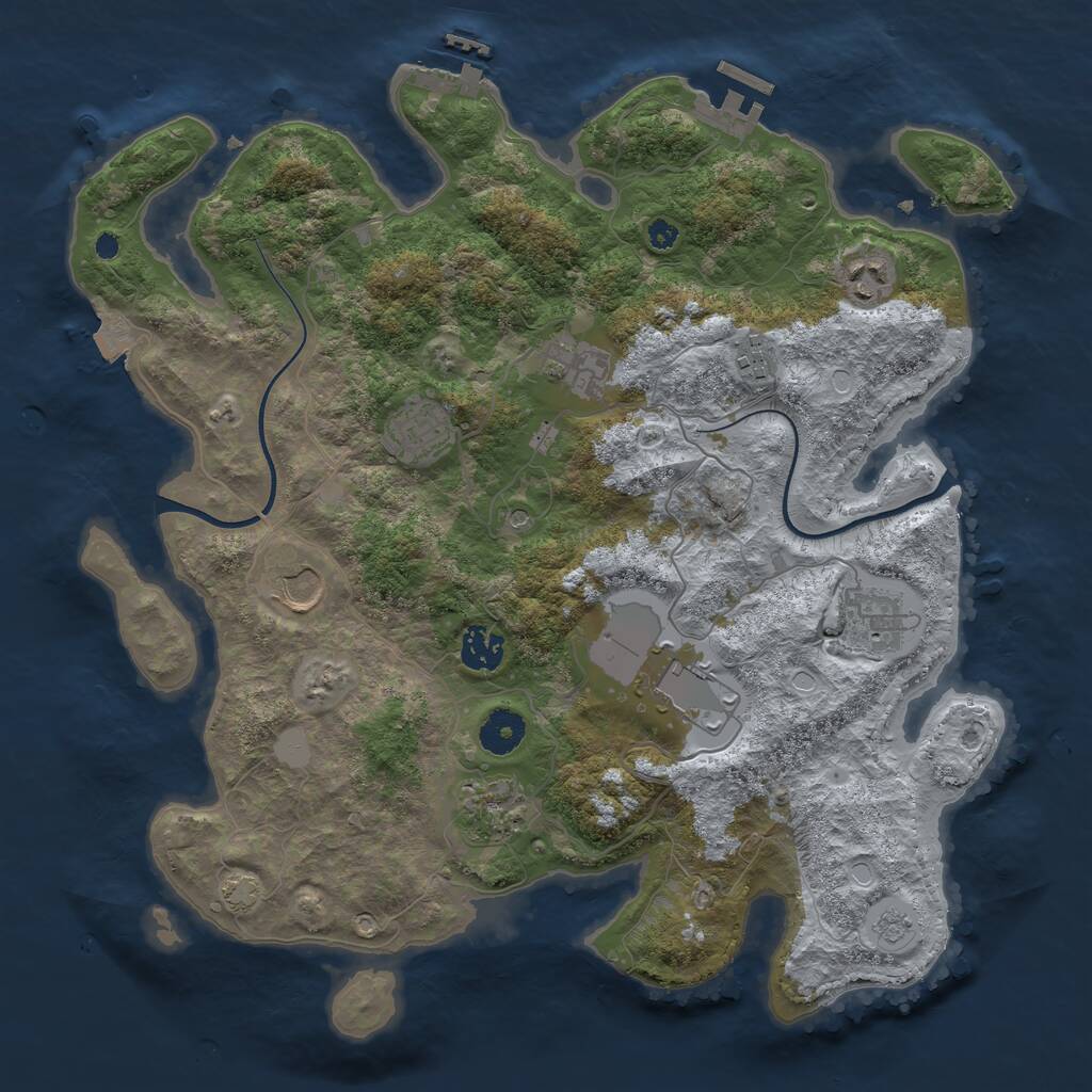 Rust Map: Procedural Map, Size: 3700, Seed: 709191057, 15 Monuments