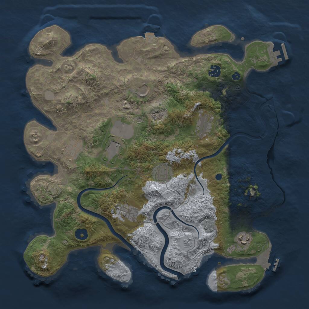 Rust Map: Procedural Map, Size: 3750, Seed: 1490636856, 15 Monuments