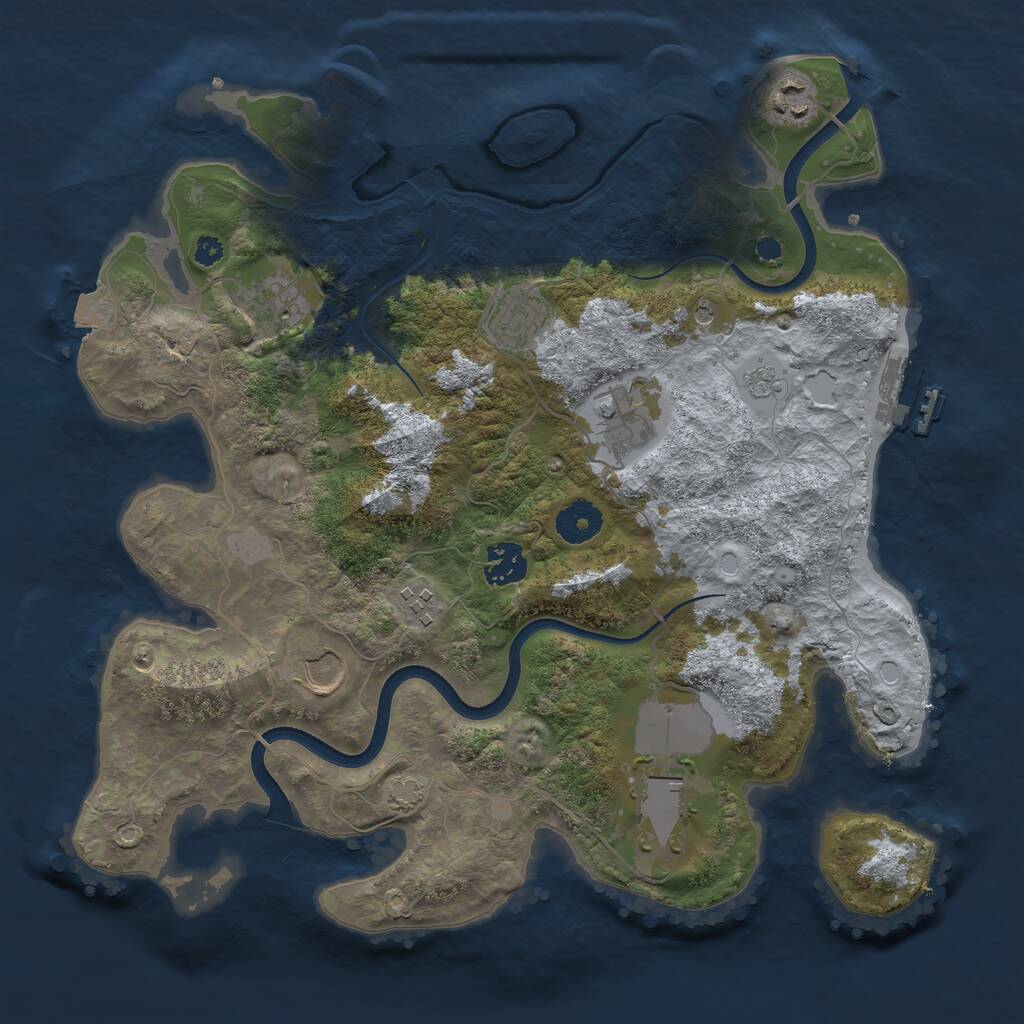 Rust Map: Procedural Map, Size: 3500, Seed: 724812920, 14 Monuments