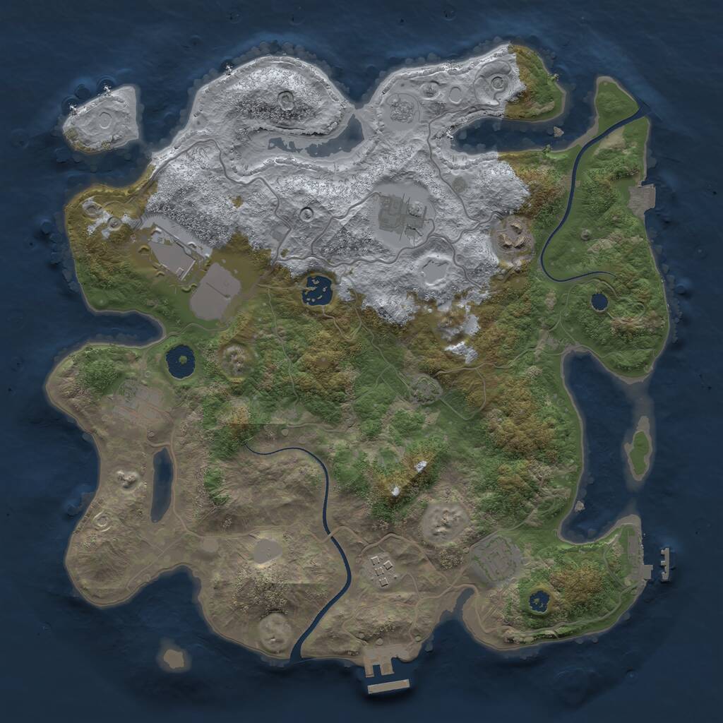 Rust Map: Procedural Map, Size: 3500, Seed: 1058431347, 13 Monuments