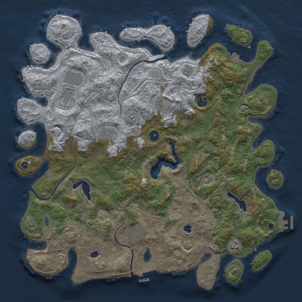 Rust Map: Procedural Map, Size: 4500, Seed: 1432689605, 14 Monuments