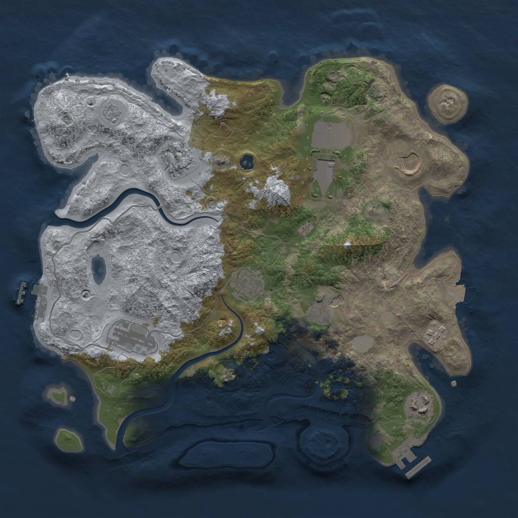 Rust Map: Procedural Map, Size: 3500, Seed: 80000, 14 Monuments