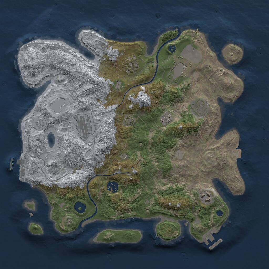 Rust Map: Procedural Map, Size: 3500, Seed: 80000, 13 Monuments
