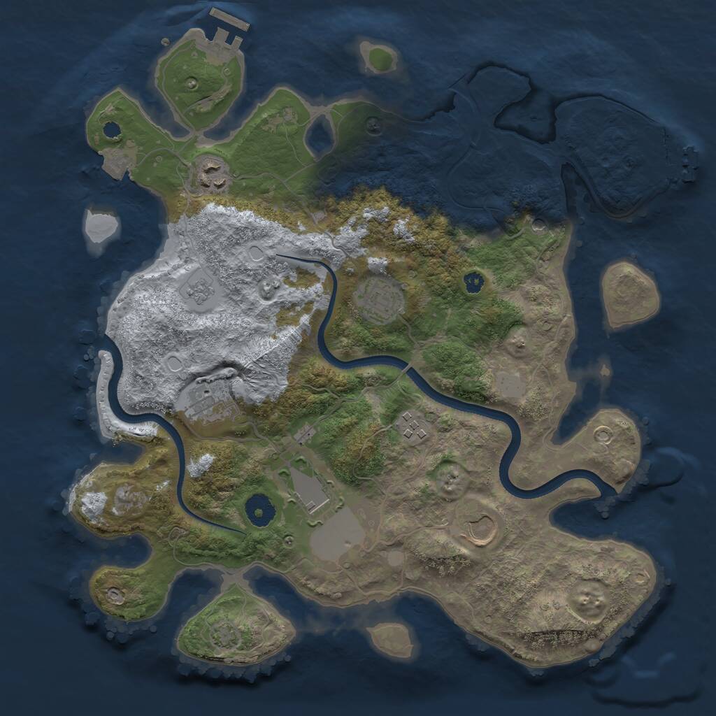 Rust Map: Procedural Map, Size: 3500, Seed: 6564, 12 Monuments
